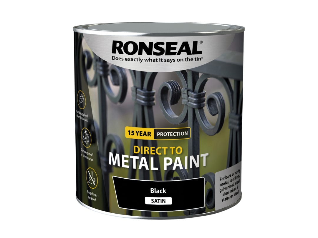 Ronseal Direct to Metal Paint Black Satin 2.5 litre 39213