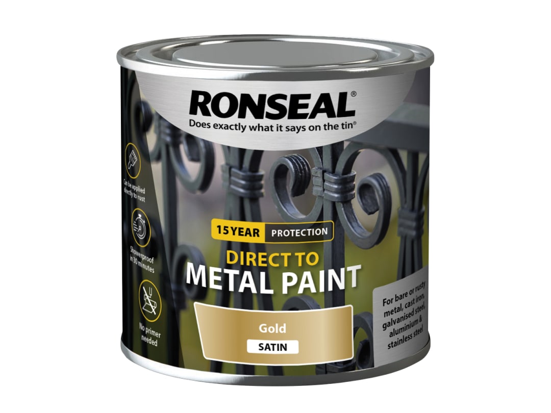 Ronseal Direct to Metal Paint Gold Satin 250ml 39402