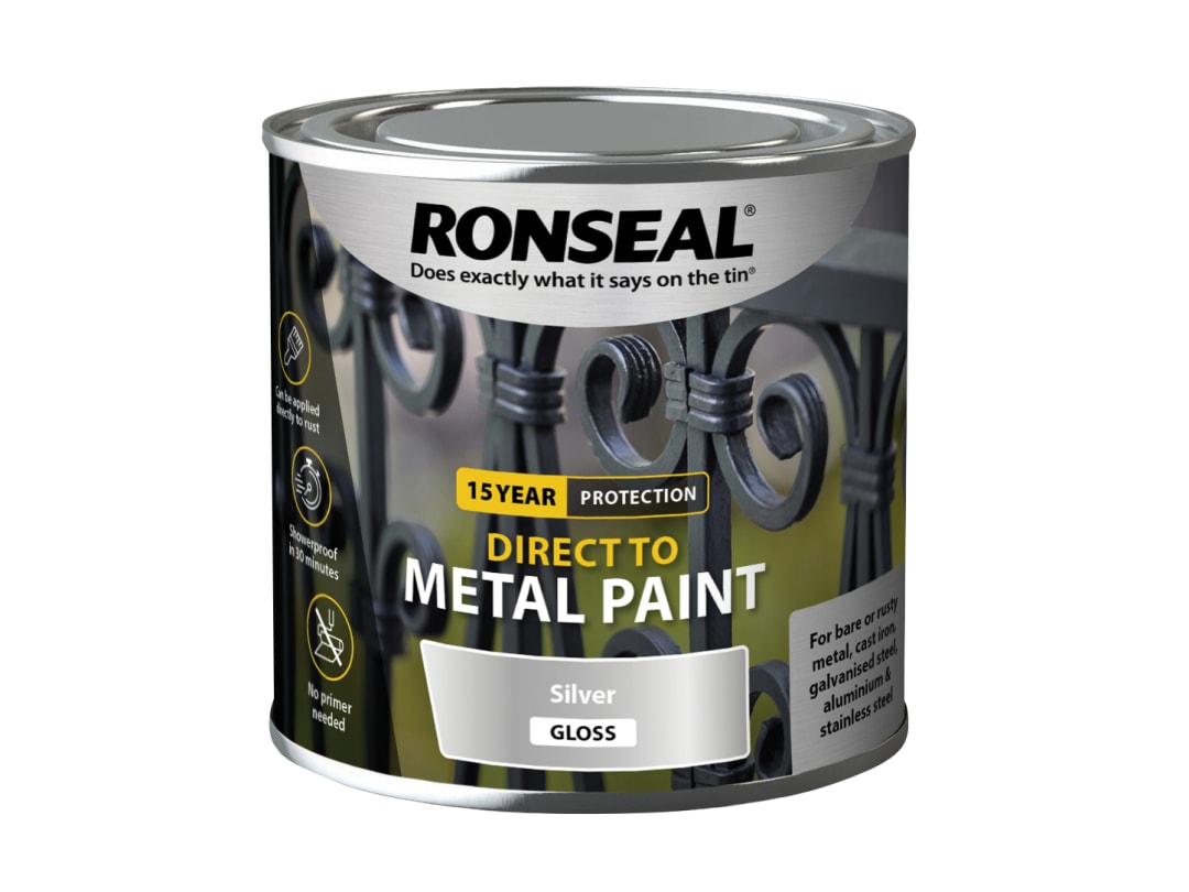 Ronseal Direct to Metal Paint Silver Gloss 250ml 39403