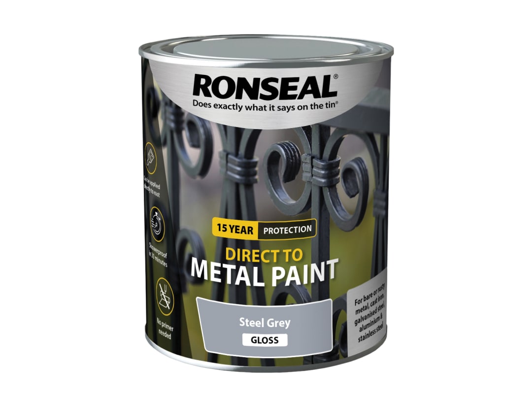 Ronseal Direct to Metal Paint Steel Grey Gloss 750ml 39204