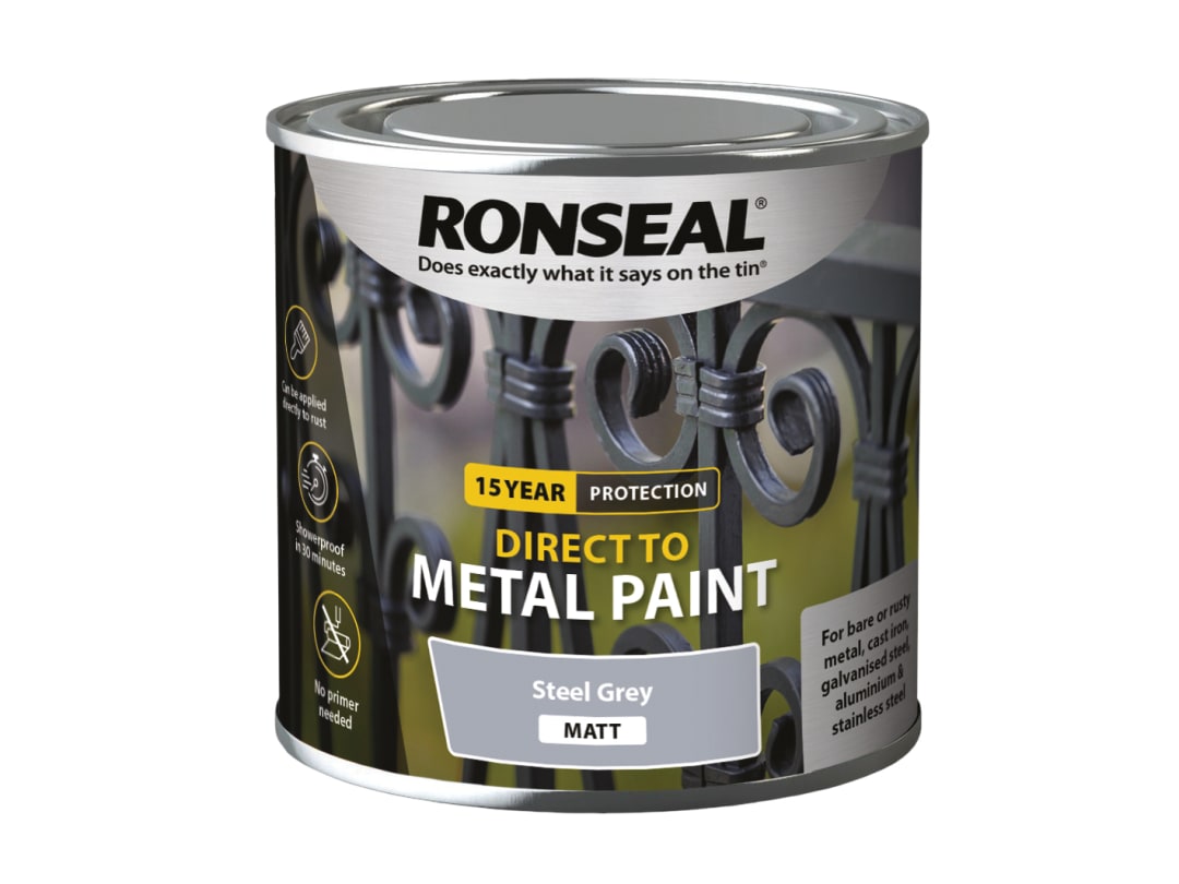 Ronseal Direct to Metal Paint Steel Grey Matt 250ml 39189