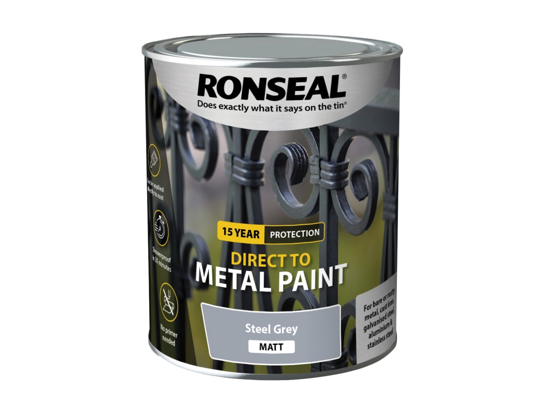 Ronseal Direct to Metal Paint Steel Grey Matt 750ml 39206