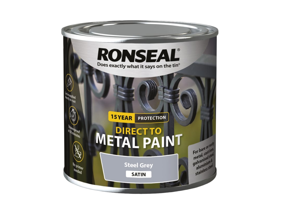 Ronseal Direct to Metal Paint Steel Grey Satin 250ml 39188