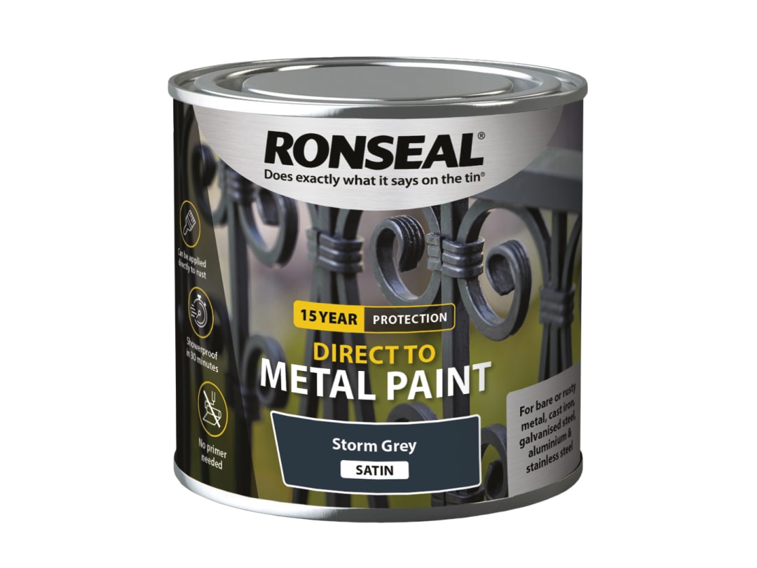 Ronseal Direct to Metal Paint Storm Grey Satin 250ml 39191