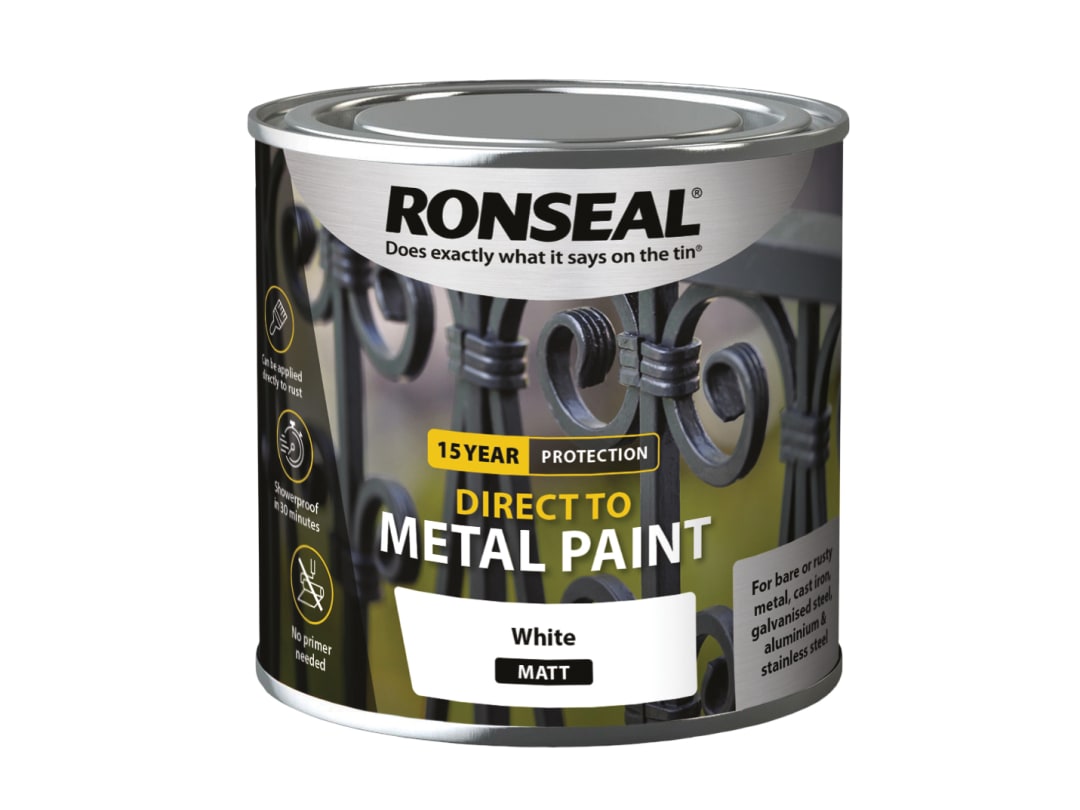 Ronseal Direct to Metal Paint White Matt 250ml 39184