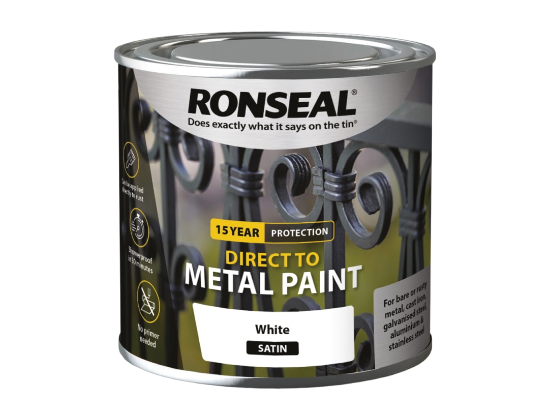 Ronseal Direct to Metal Paint White Satin 250ml 39183