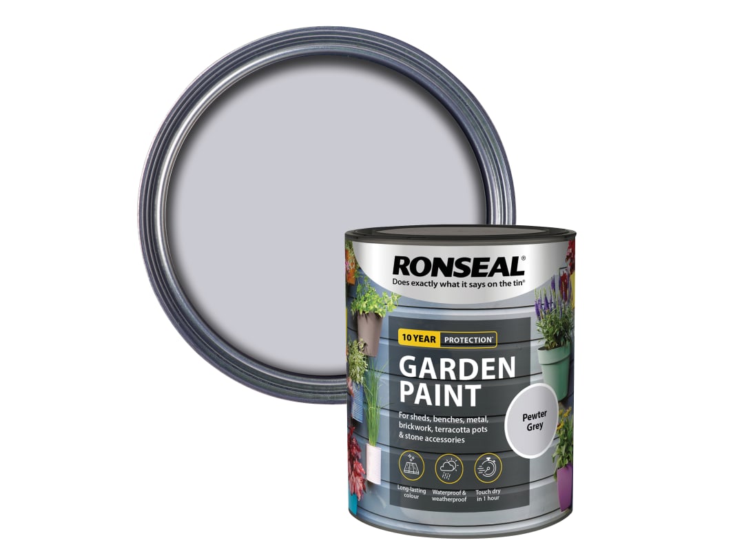 Ronseal Garden Paint Pewter Grey 750ml 39443