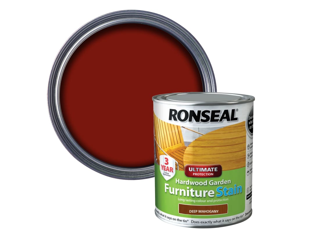 Ronseal Ultimate Protection Hardwood Garden Furniture Stain Deep Mahogany 750ml 36432