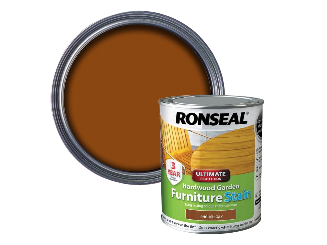 Ronseal Ultimate Protection Hardwood Garden Furniture Stain English Oak 750ml 36431