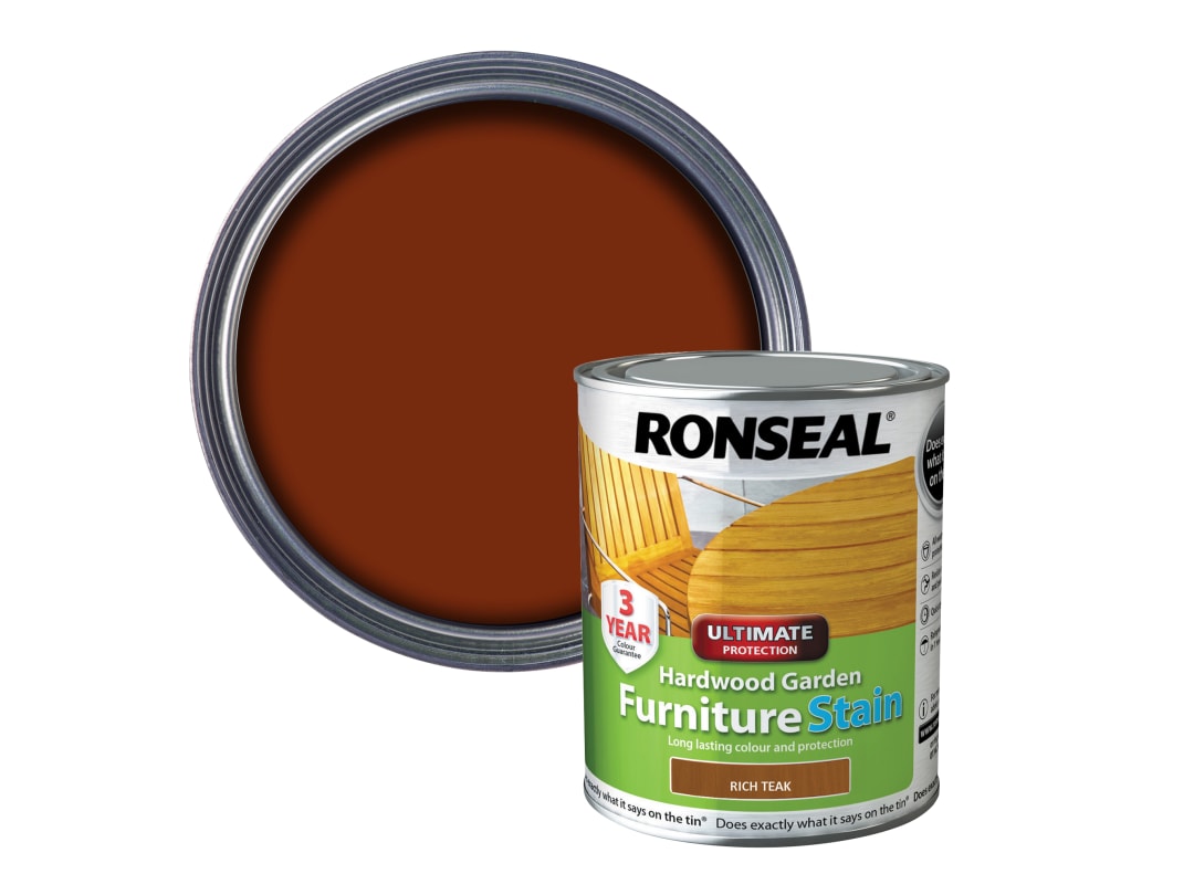 Ronseal Ultimate Protection Hardwood Garden Furniture Stain Rich Teak 750ml 36430