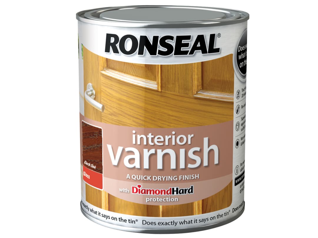 Ronseal Interior Varnish Quick Dry Gloss Dark Oak 750ml 36850