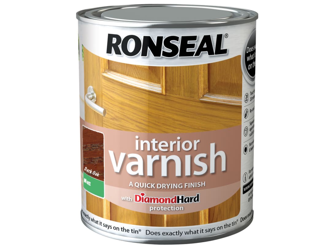 Ronseal Quick Dry Interior Varnish Matt Dark Oak 750ml 36865 36865