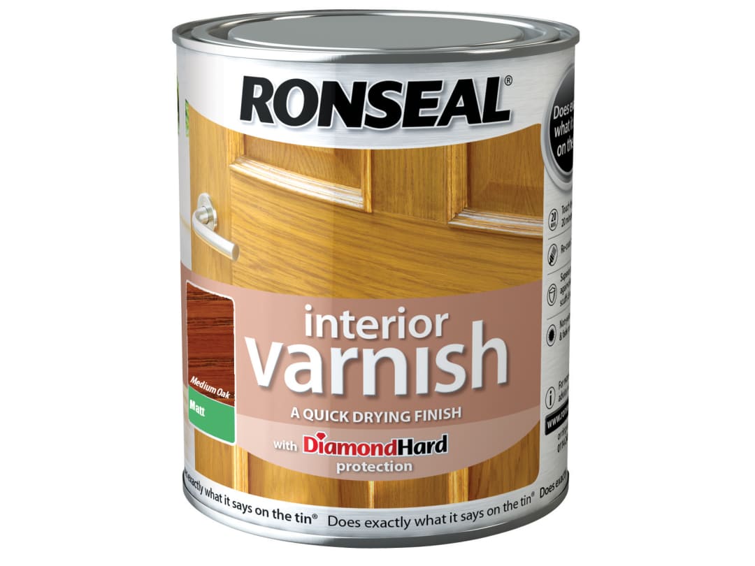 Ronseal Quick Dry Interior Varnish Matt Medium Oak 250ml 36855 36855