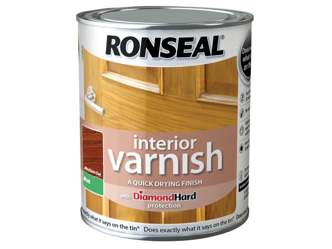 Ronseal Quick Dry Interior Varnish Matt Medium Oak 750ml 36863 36863
