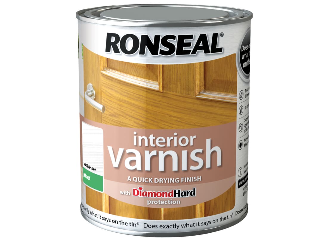 Ronseal Quick Dry Interior Varnish Matt White Ash 750ml 36886 36866