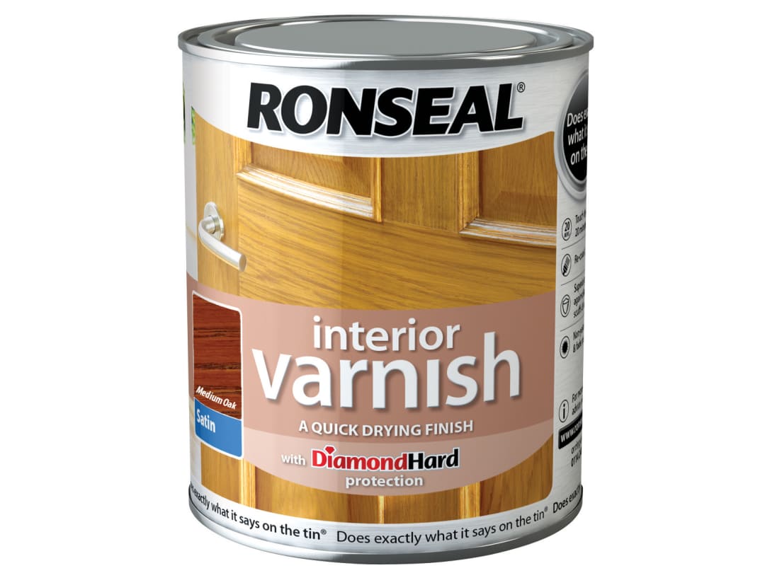 Ronseal Interior Varnish Satin Medium Oak 250ml 36824