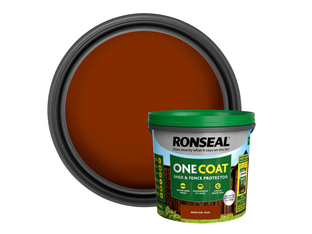 Ronseal One Coat Shed & Fence Protector Medium Oak 5L 40100 KCB.8174503.40100.81