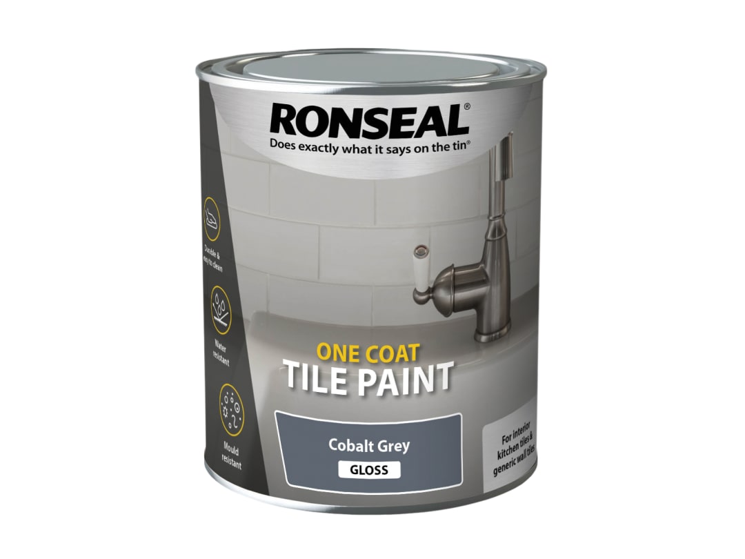 Ronseal One Coat Tile Paint Cobalt Grey Gloss 750ml 39376