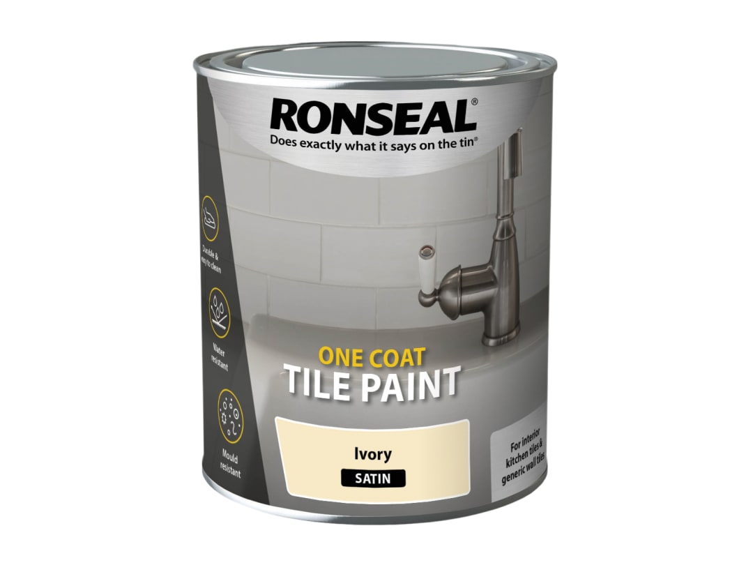 Ronseal One Coat Tile Paint Ivory Satin 750ml 39375