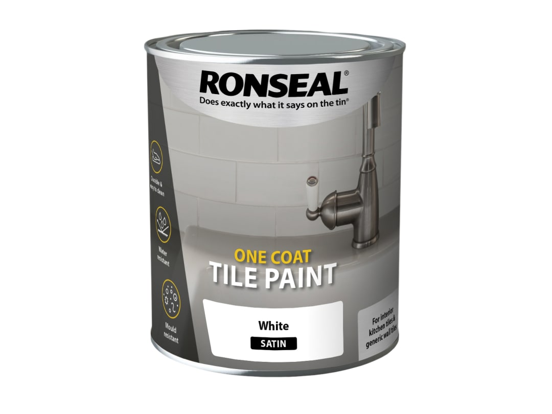 Ronseal One Coat Tile Paint White Satin 750ml 37683