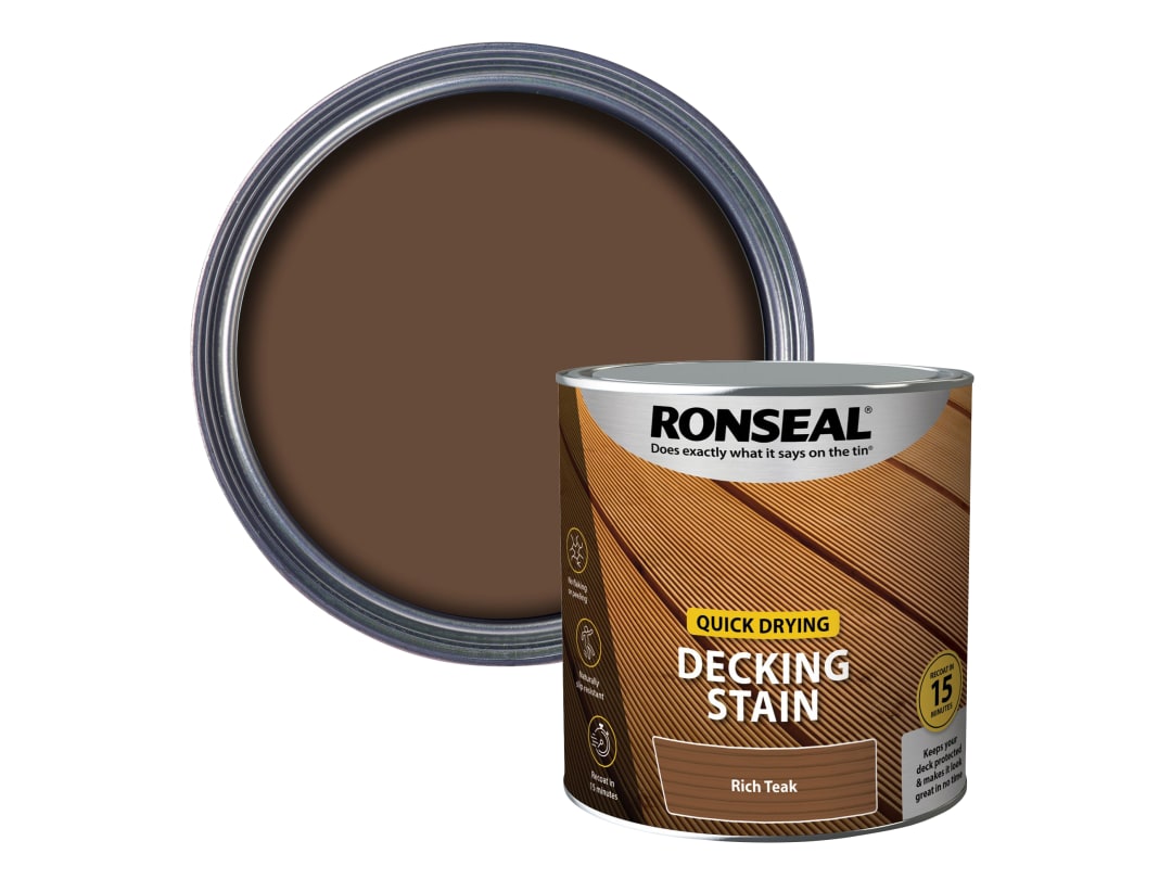 Ronseal Quick Drying Decking Stain Rich Teak 2.5 litre 39080