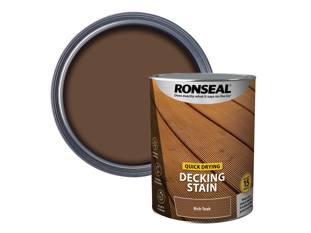 Ronseal Quick Drying Decking Stain Rich Teak 5 litre 39087
