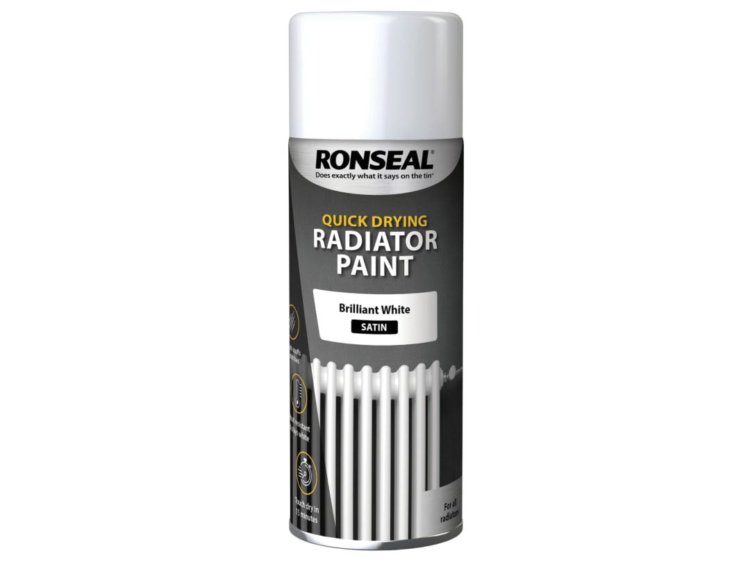 Ronseal One Coat Radiator Spray Paint Satin White 400ml 35093