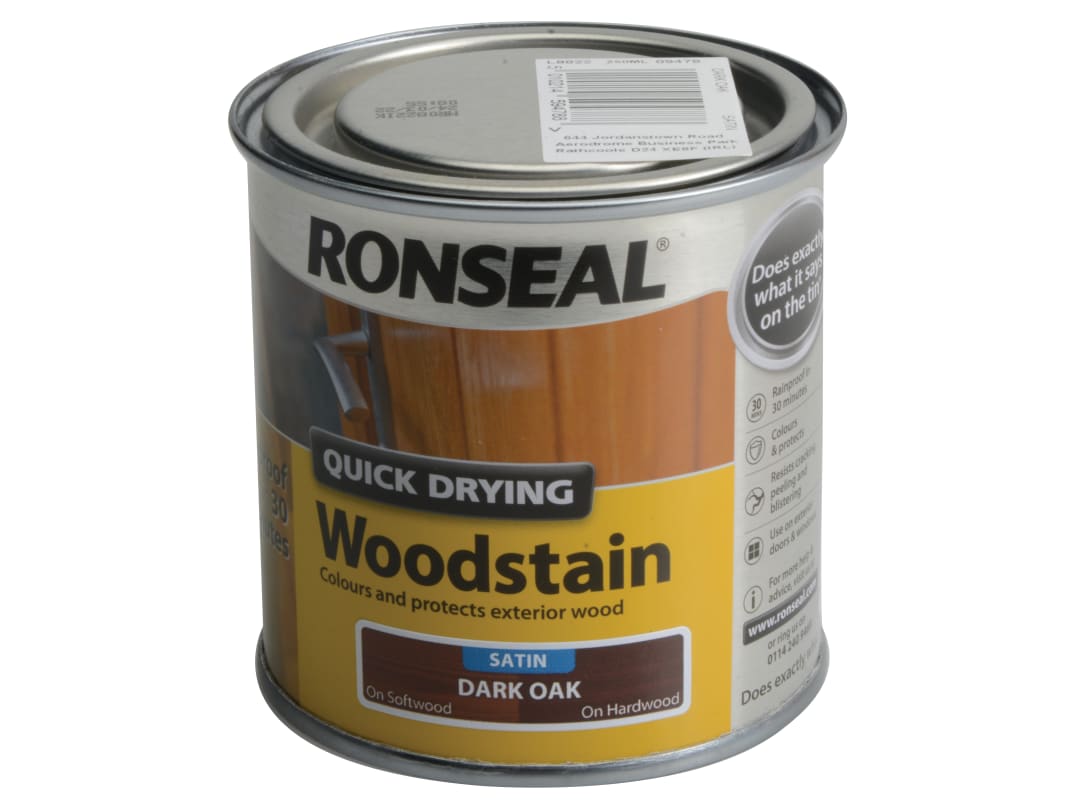 Ronseal Woodstain Quick Dry Satin Dark Oak 250ml 09478