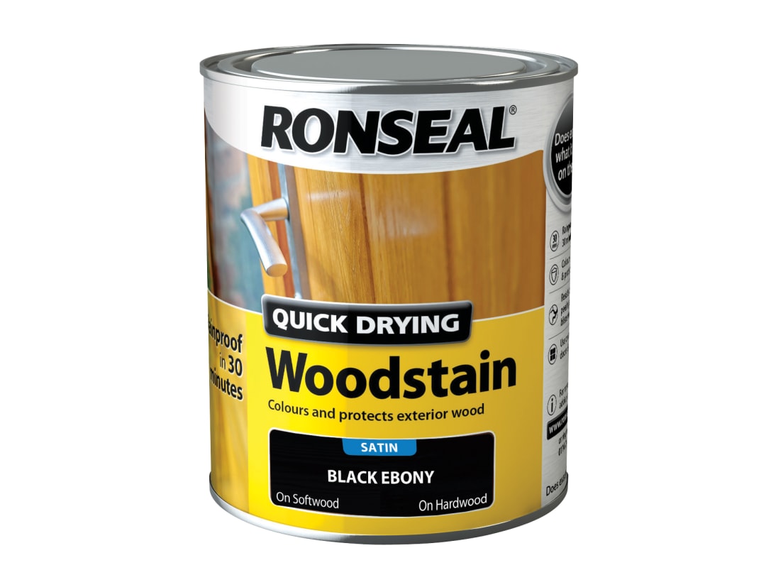 Ronseal Woodstain Quick Dry Satin Black Ebony 750ml 36952