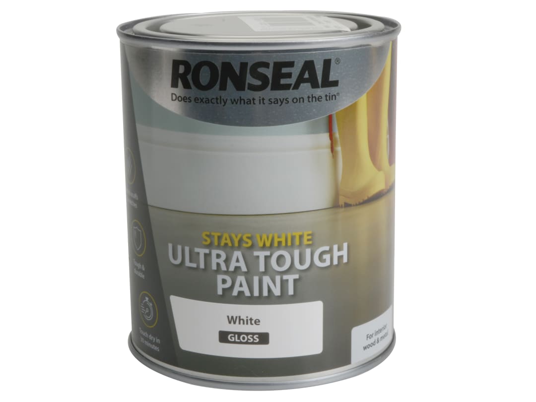 Ronseal Stays White Ultra Tough Paint Gloss White 750ml 37522
