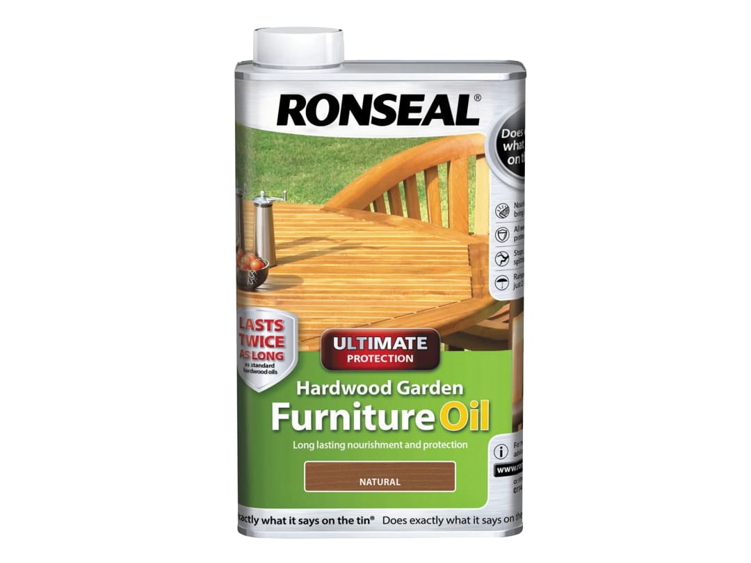 Ronseal Ultimate Protection Hardwood Garden Furniture Oil Natural Clear 500ml 37355