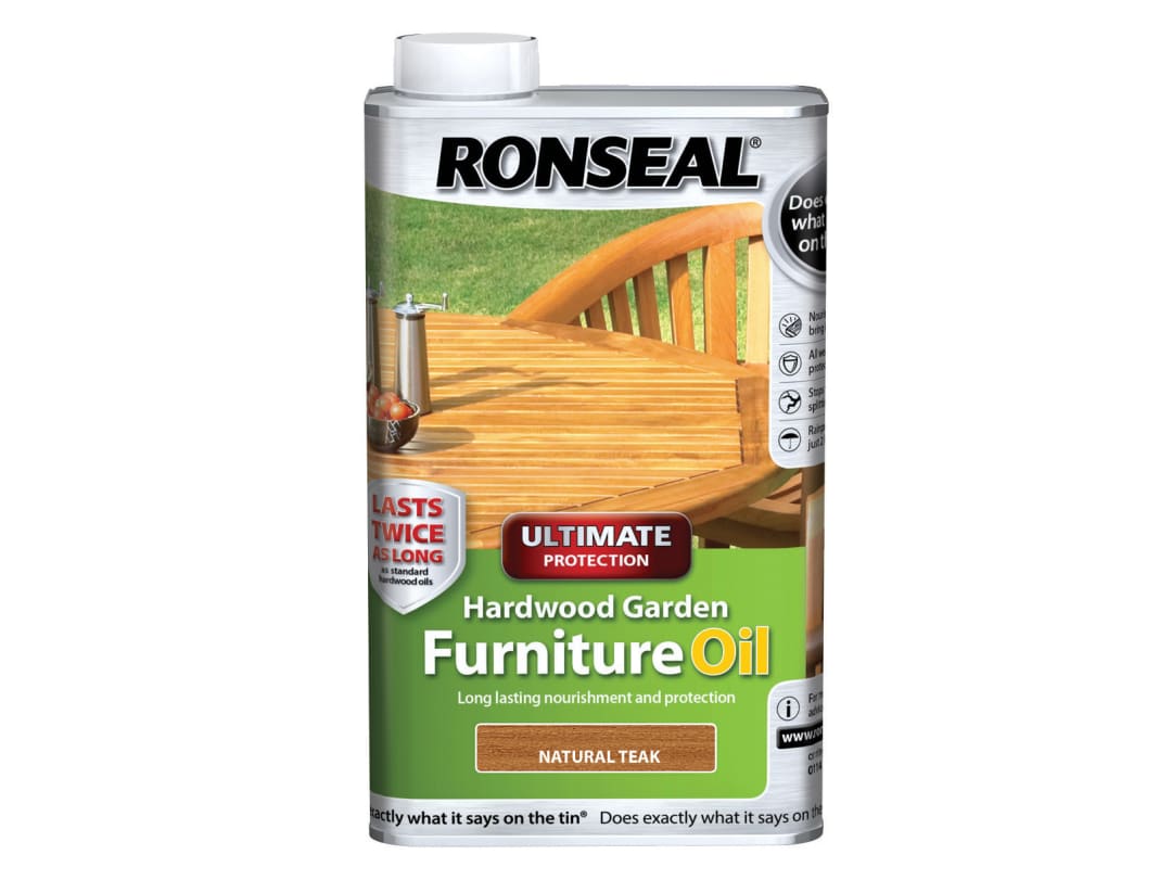 Ronseal Ultimate Protection Hardwood Garden Furniture Oil Natural Teak 1 litre 37358