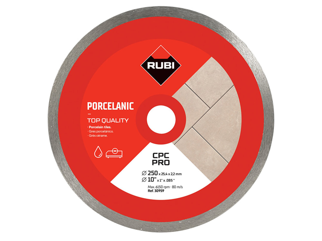 RUBI TILING TOOLS CPC250 PRO Continuous Rim Diamond Blade 250mm 30959