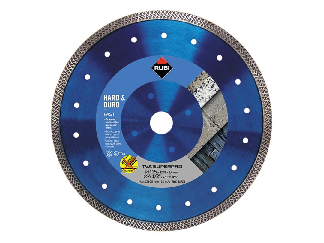 RUBI TILING TOOLS TVA 115 SUPERPRO Turbo Viper Diamond Blade 115mm 31932
