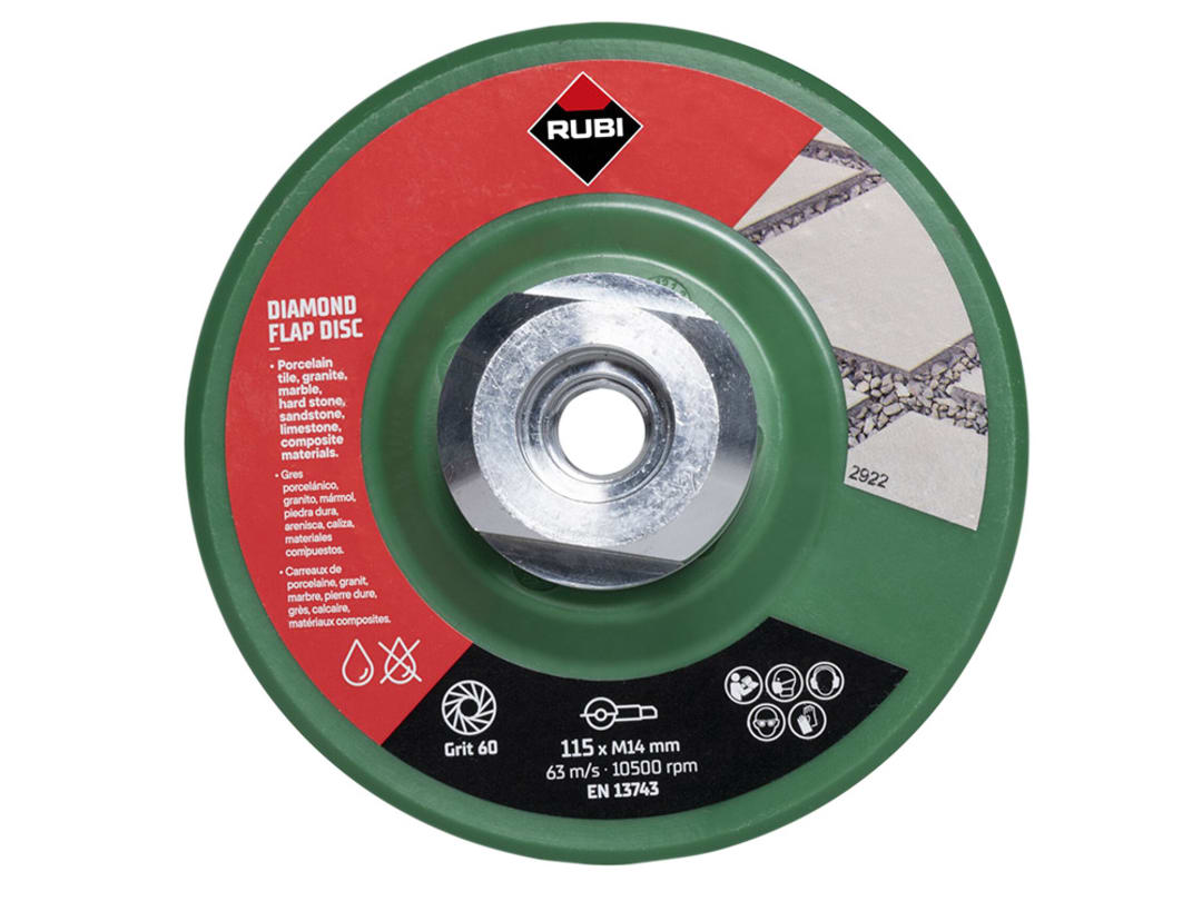 RUBI TILING TOOLS Diamond Flap Disc 115mm x 50/60 Grit 32921