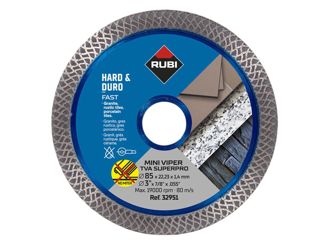 RUBI TILING TOOLS TVA 85 SUPERPRO Mini Turbo Viper Diamond Blade 85mm 32951