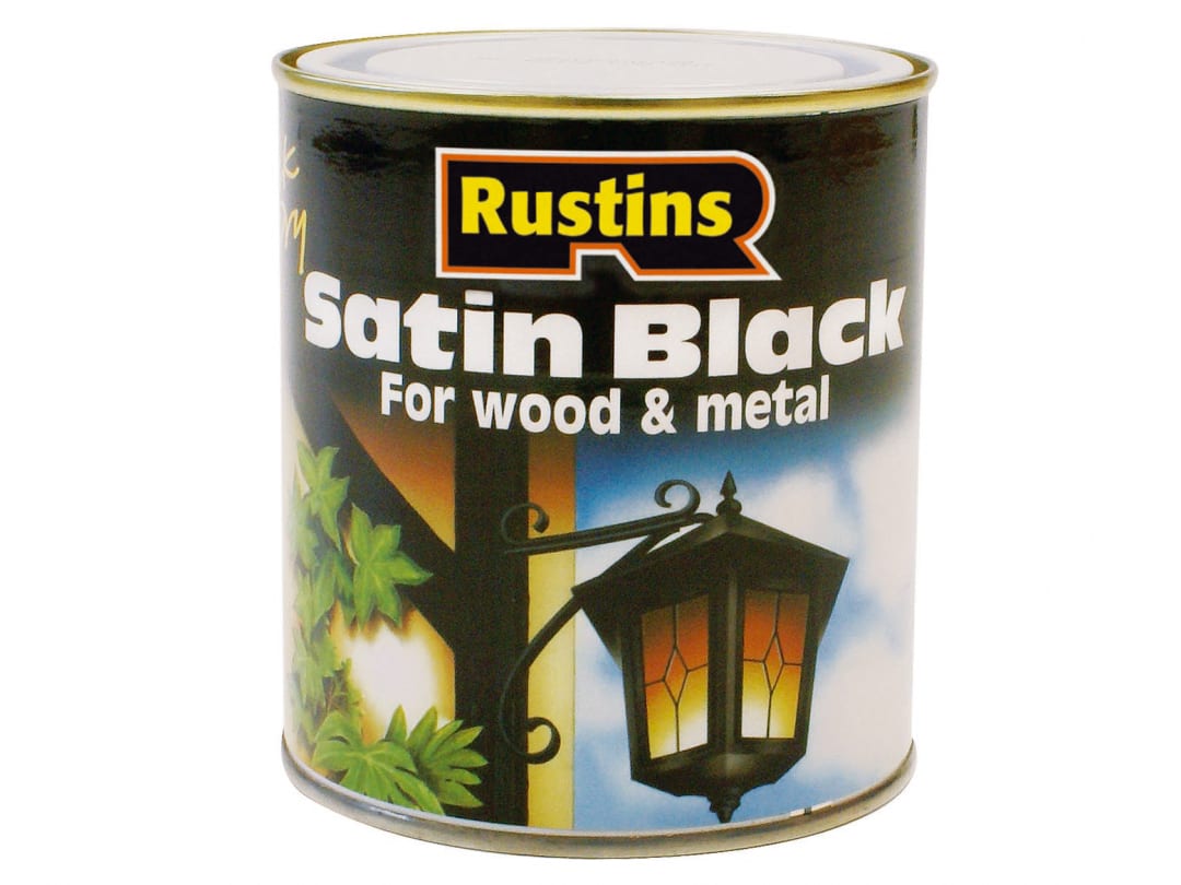 Rustins Quick Dry Satin Paint Black 500ml SATB500