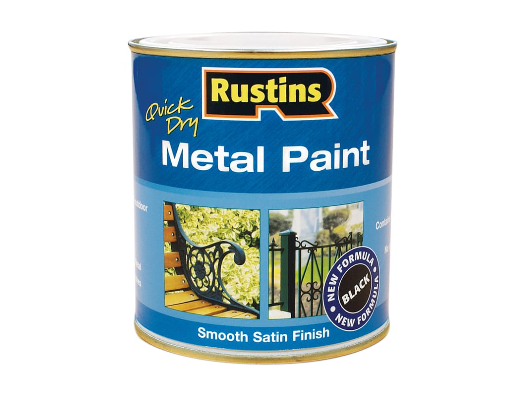 Rustins Quick Drying Metal Paint Smooth Satin Black 1 Litre MPBK1000