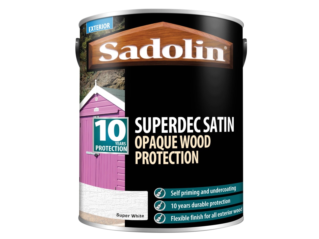 Sadolin Superdec Opaque Wood Protection Super White Satin 5 litre 5028827