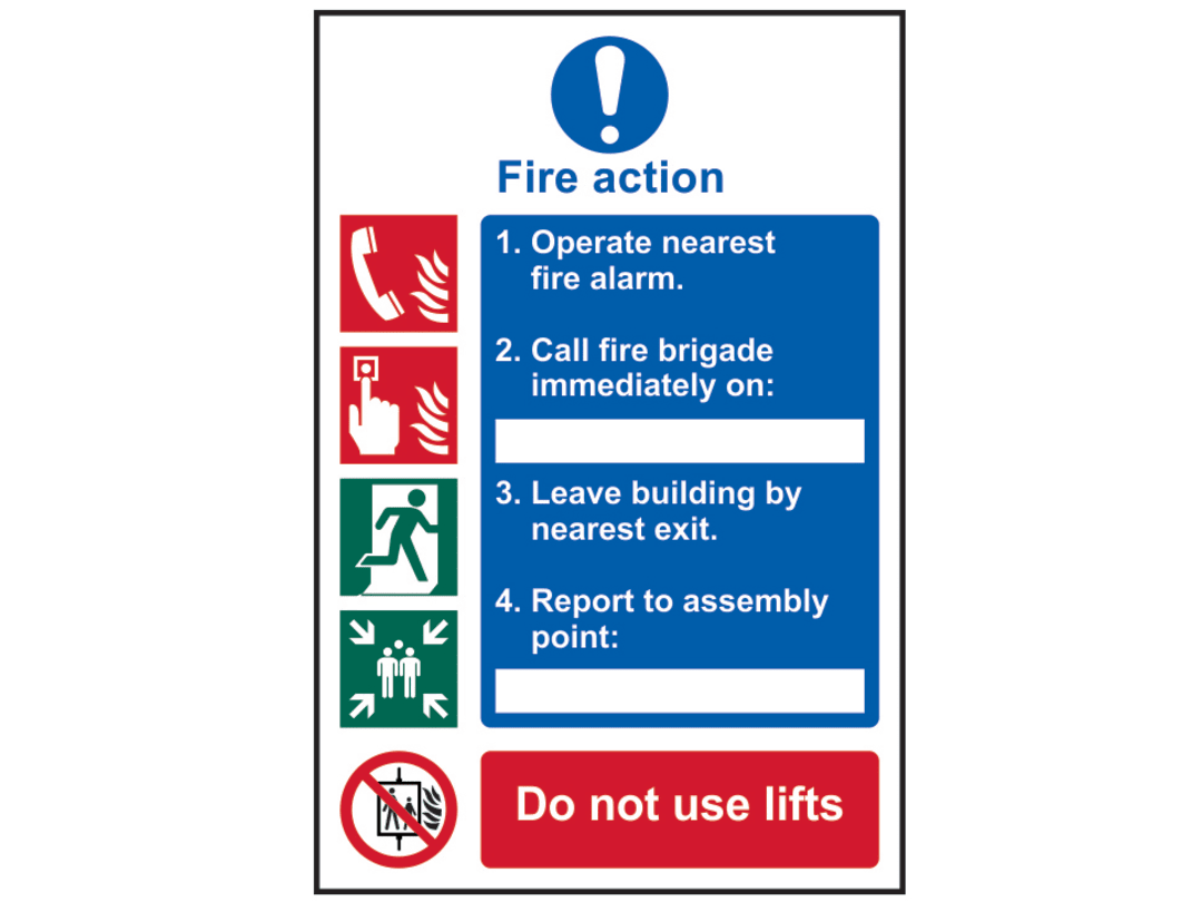 Scan Fire Action Procedure, Style 1 - PVC Sign 200 x 300mm 0175