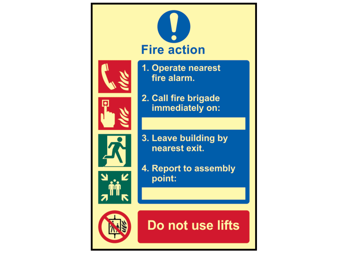 Scan Fire Action Procedure - Photoluminescent Sign 200 x 300mm 0202