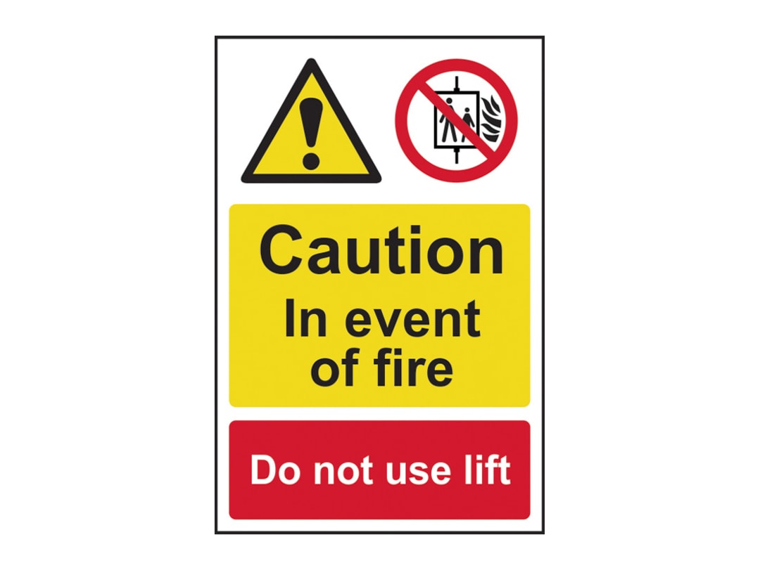 Scan Caution Event of Fire Do Not Use Lift - PVC Sign 200 x 300mm 1180