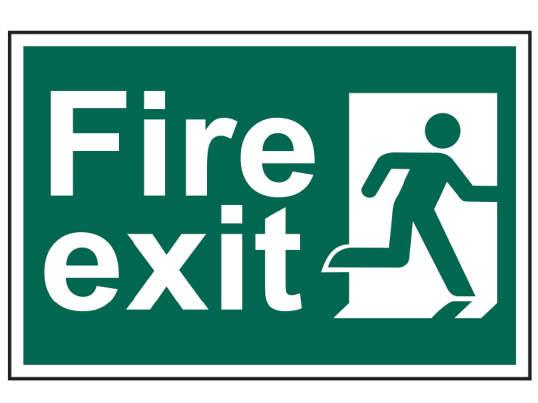 Scan Fire Exit Man Running Right - PVC Sign 300 x 200mm 1507