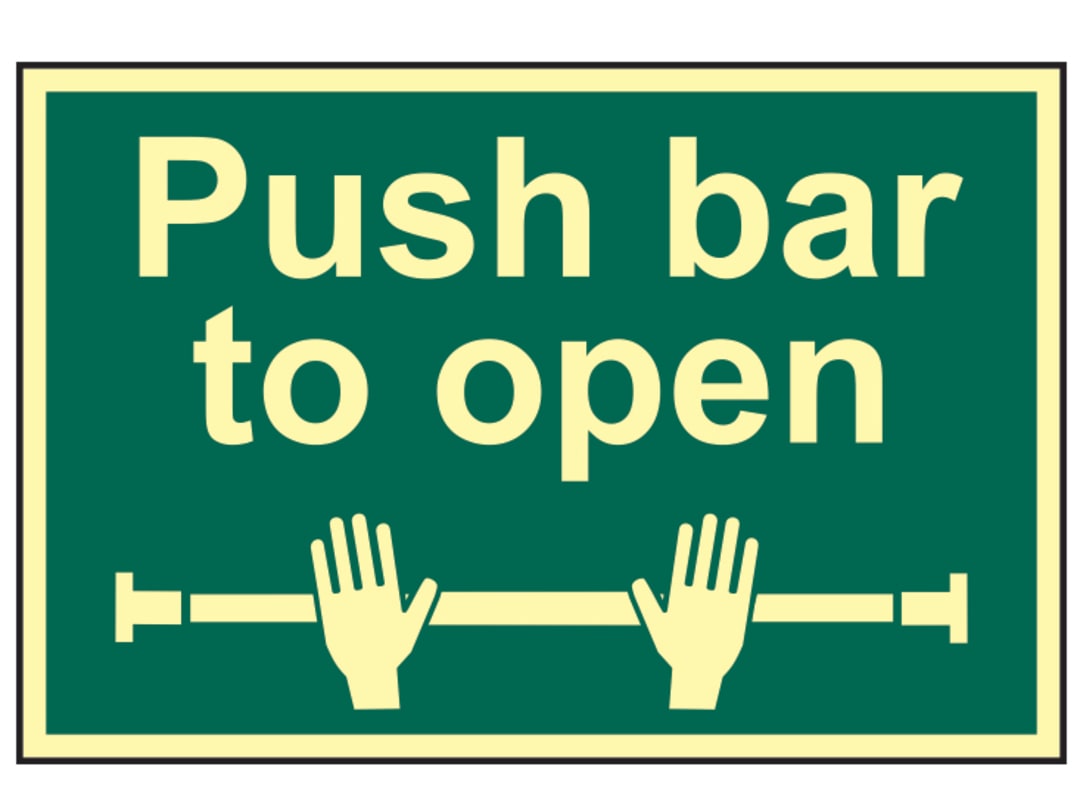 Scan Push Bar To Open - Photoluminescent 300 x 200mm 1584