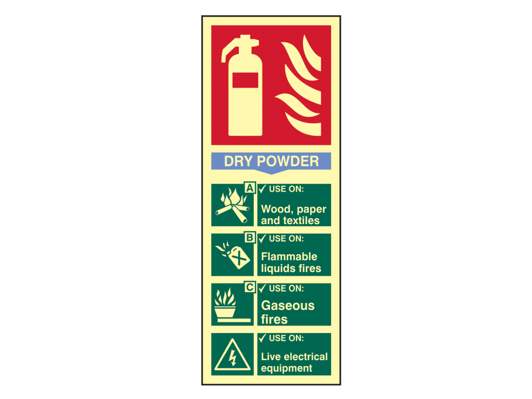 Scan Fire Extinguisher Composite - Dry Powder - Photoluminescent 75 x 200mm 1593