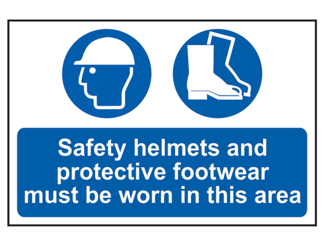 Scan Safety Helmets & Footwear To Be Worn - PVC Sign 600 x 400mm 4001