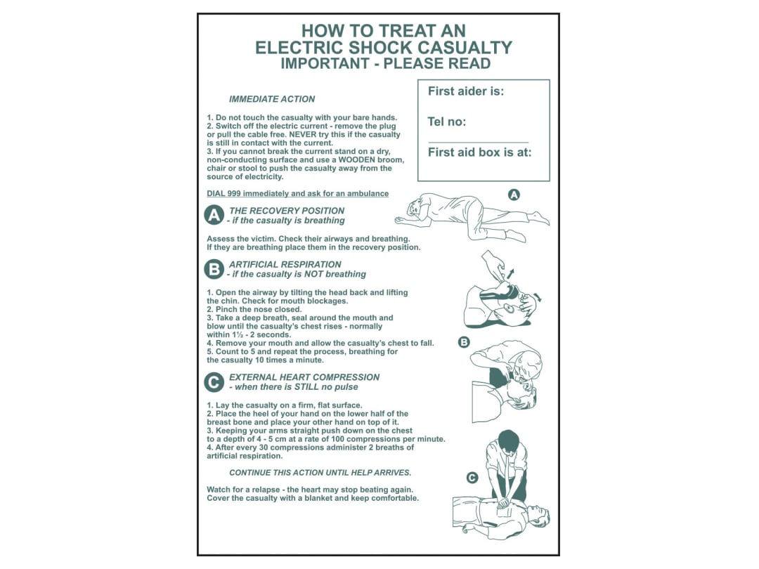 Scan How To Treat An Electric Shock Casualty - PVC Sign 400 x 600mm 4240