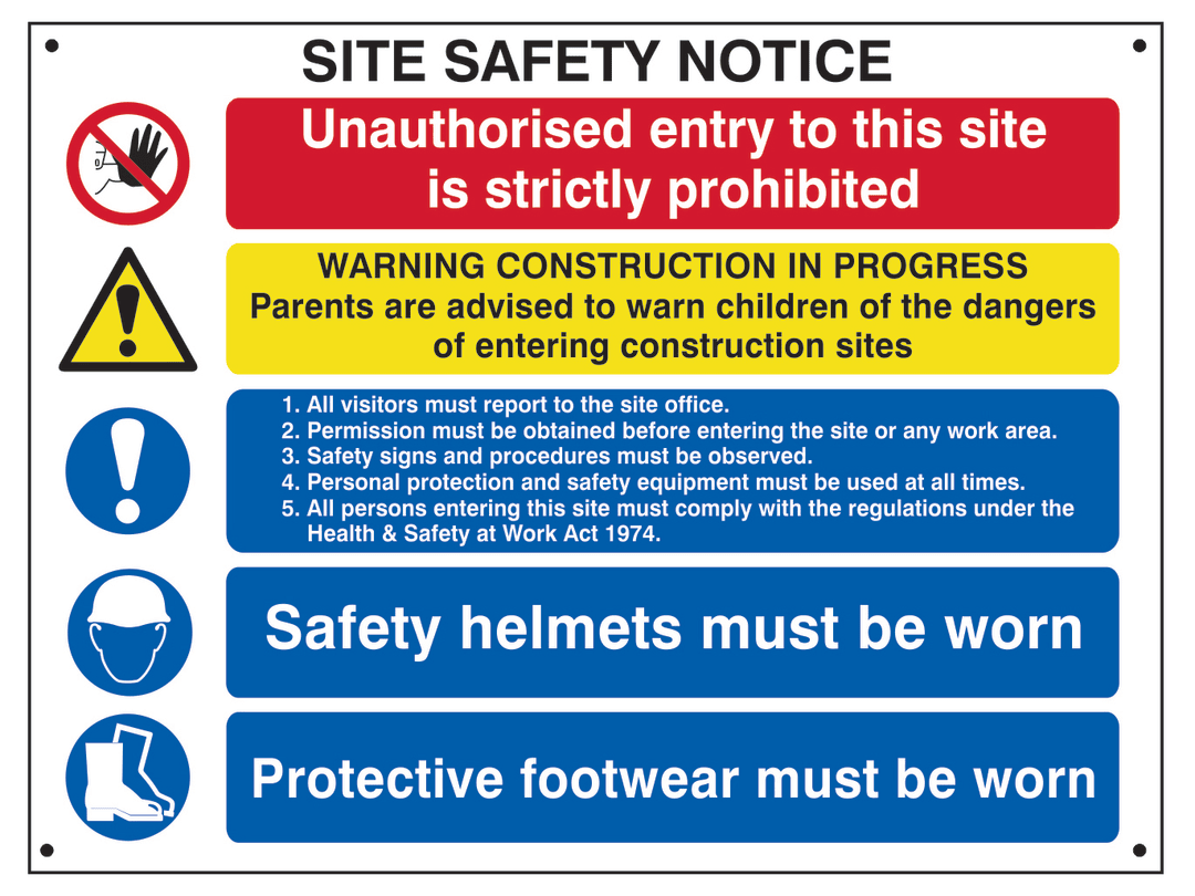 Scan Composite Site Safety Notice - FMX Sign 800 x 600mm 4550