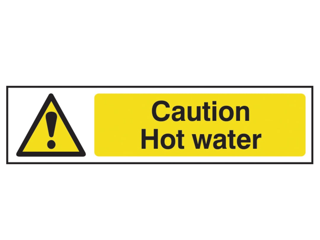 Scan Caution Hot Water - PVC Sign 200 x 50mm 5116