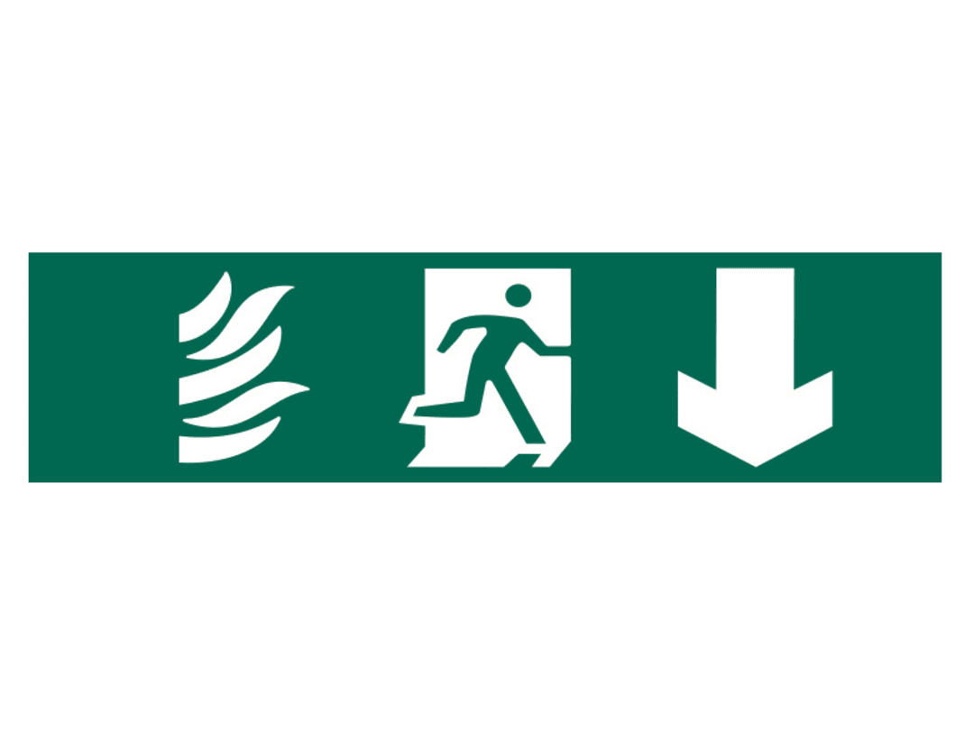 Scan Running Man Arrow Down - PVC Sign 200 x 50mm 5203